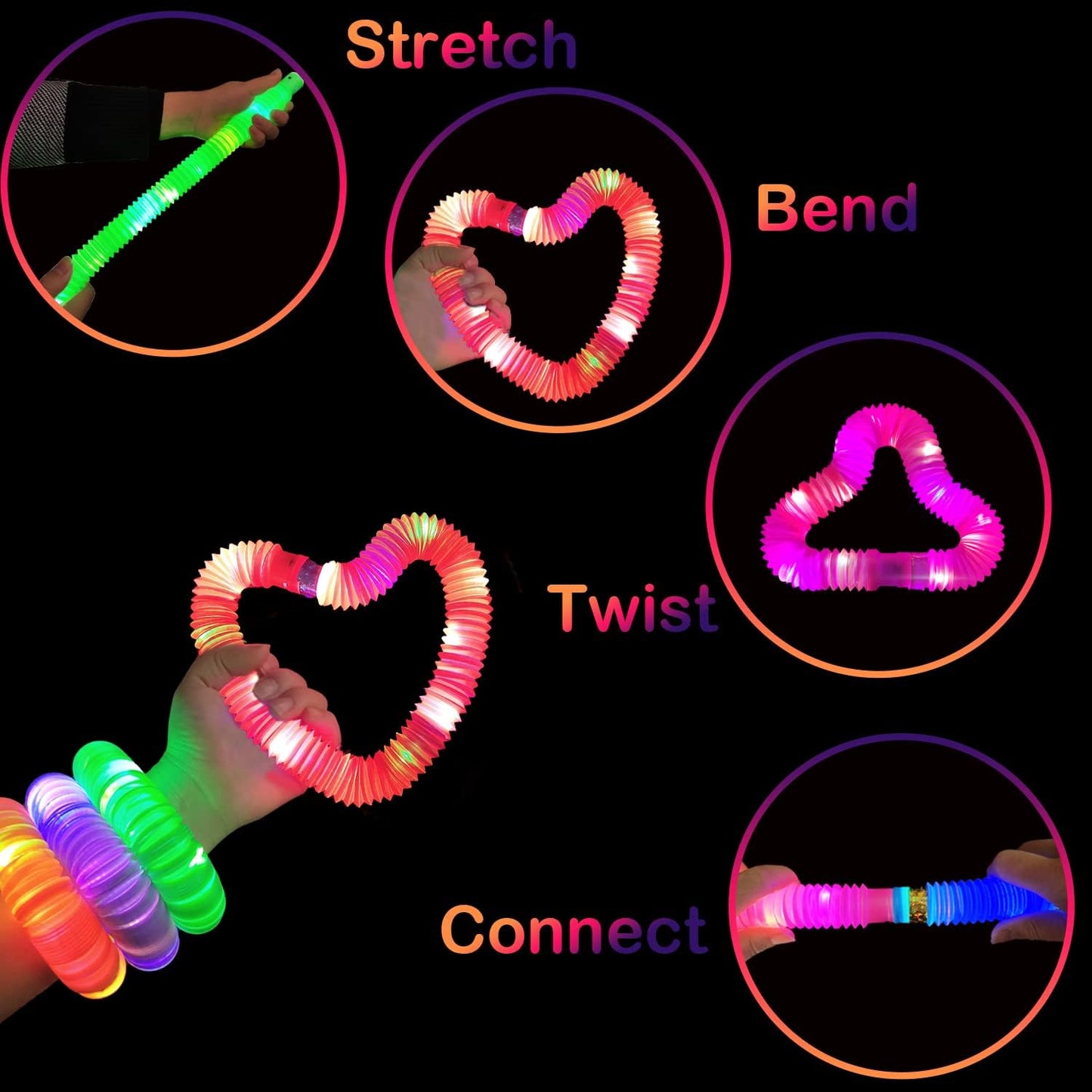 New Years Eve Glow Sticks Party Pack 12 Pcs-Glow in Dark Party Favor Supplies for Kids,Light up Glow Necklaces Bracelets Accessories for Toddlers,Neon Party Decorations for NYE 2025 Birthday Camping