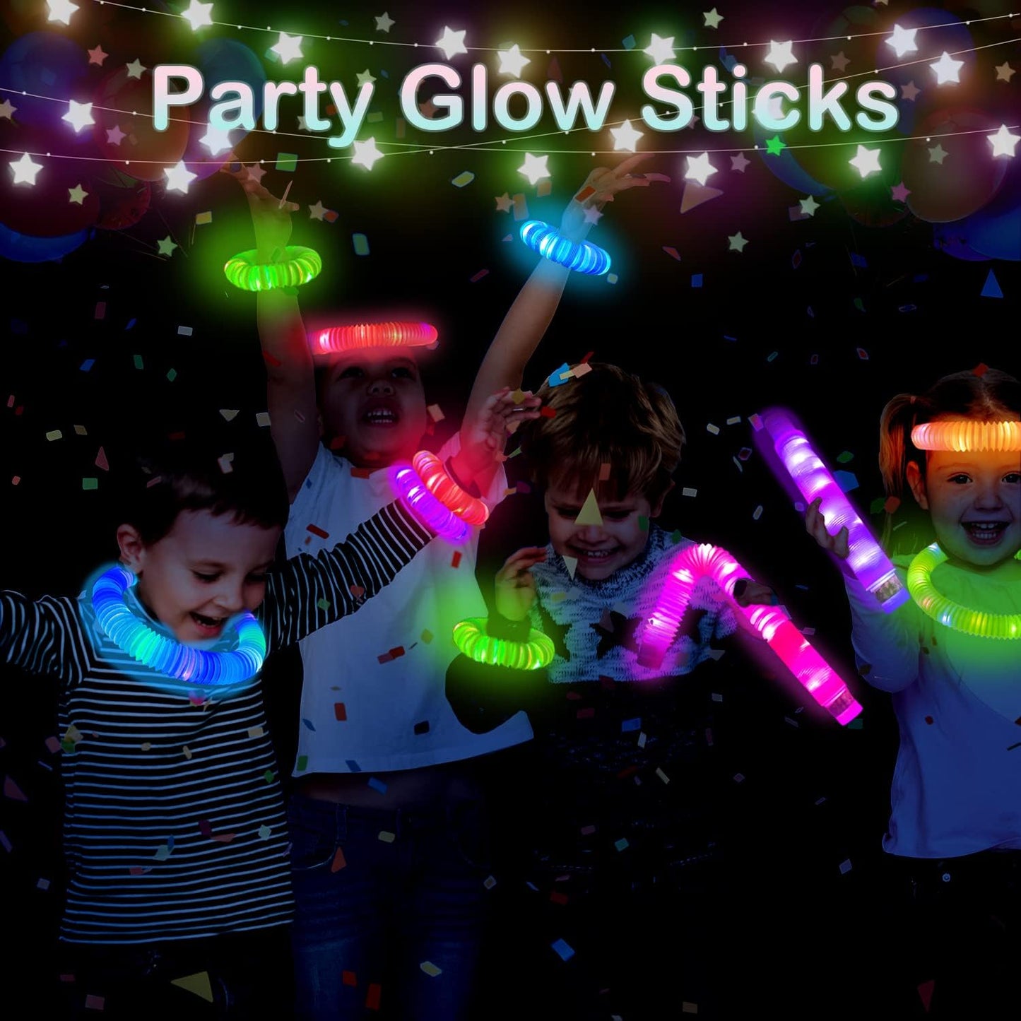 New Years Eve Glow Sticks Party Pack 12 Pcs-Glow in Dark Party Favor Supplies for Kids,Light up Glow Necklaces Bracelets Accessories for Toddlers,Neon Party Decorations for NYE 2025 Birthday Camping