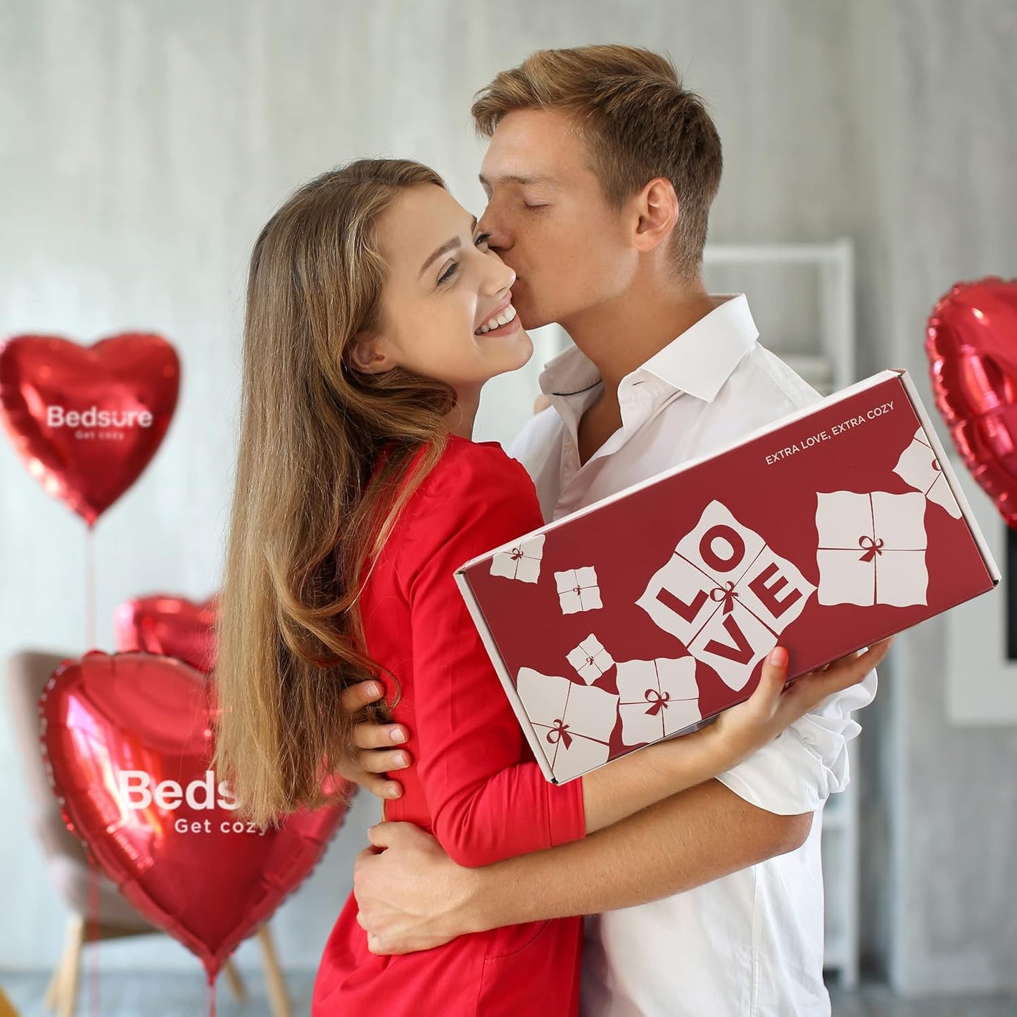 Valentines Day Throw Blanket - Soft and Warm Sherpa Heart Blanket Valentines Day Gifts for Him and Her, I Love You Red Blanket 50"X60"
