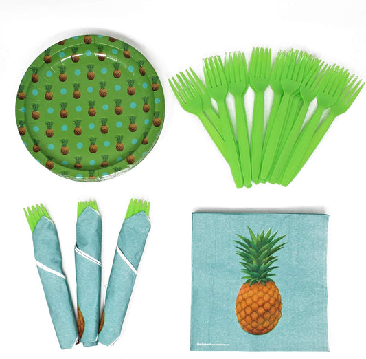 Pineapple Value Party Supplies Pack (For 16 Guests), Pineapple Birthday Party Decorations, Pineapple Plates, Cups, Napkins, Tablewares, Beach Party, Hawaiian Party, Tropical Party,