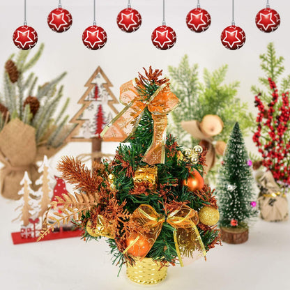 Mini Potted Christmas Tree PVC Material Trees Tabletop Pine Trees Christmas Potted Desktop Ornament Xmas Party Decorations (Gold)