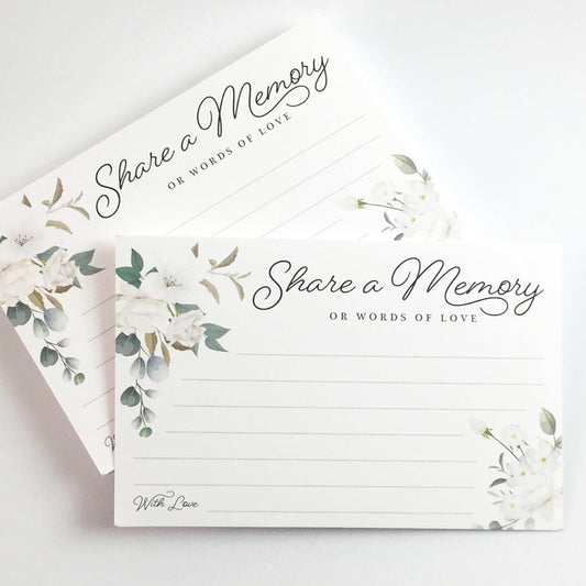 Share a Memory Card for Celebration of Life - Minimalist Well Wishes Card - 6 X 4 - Set of 50 - Weddings, Anniversaries, Memorials, Funerals, Birthdays, Graduation