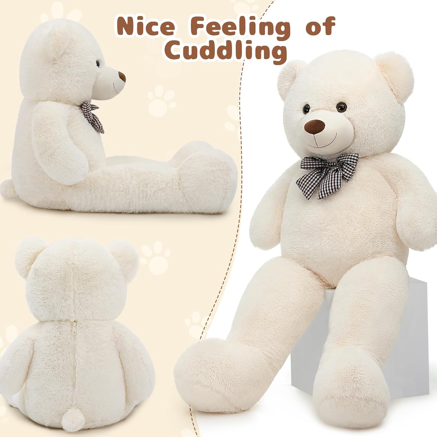 Giant Teddy Bear Big 4 Feet Stuffed Animal Stuffed Bear Baby Shower Life Size Large Teddy for Girlfriend Boyfriend Wife Children