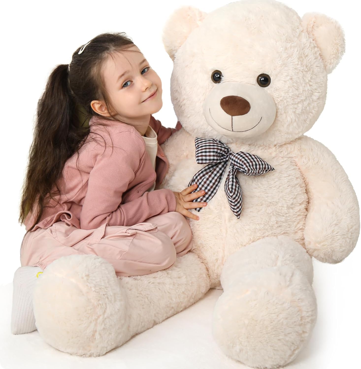 Giant Teddy Bear Big 4 Feet Stuffed Animal Stuffed Bear Baby Shower Life Size Large Teddy for Girlfriend Boyfriend Wife Children