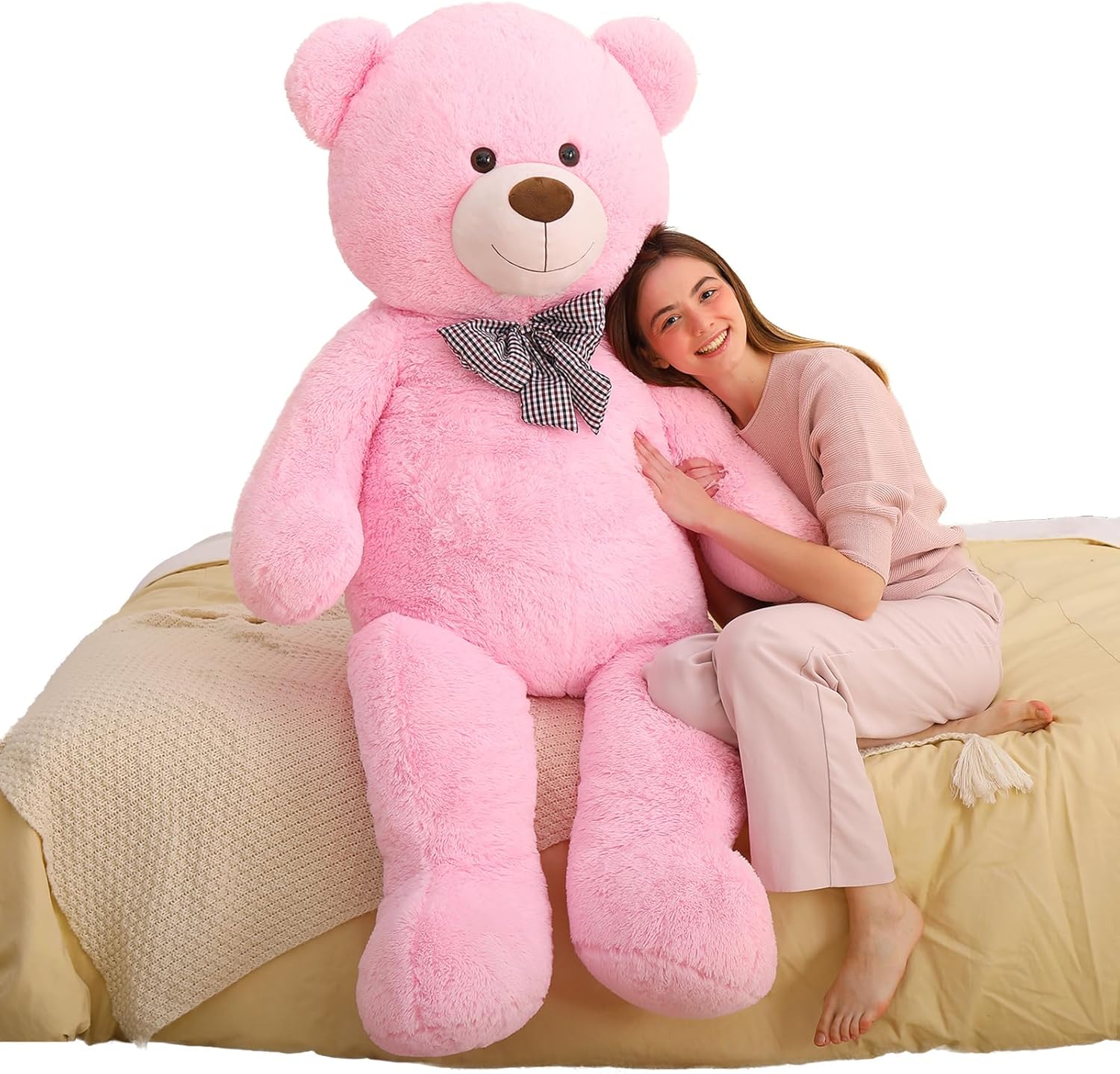 Giant Teddy Bear Big 4 Feet Stuffed Animal Stuffed Bear Baby Shower Life Size Large Teddy for Girlfriend Boyfriend Wife Children