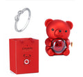 Eternal Rose Teddy Bear Gifts Box With Necklace Rotate Rose Jewelry Box Valentine Wedding Storage Gift Case For Women Girlfriend