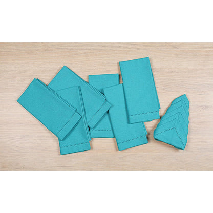 Decorative Cloth Dinner Napkins with Hemstitched - Perfect Napkins for Wedding Christmas Fall Easter Halloween and Everyday Use, Mitered Corners, Machine Washable, Set Of12-18X18 Inch - Teal