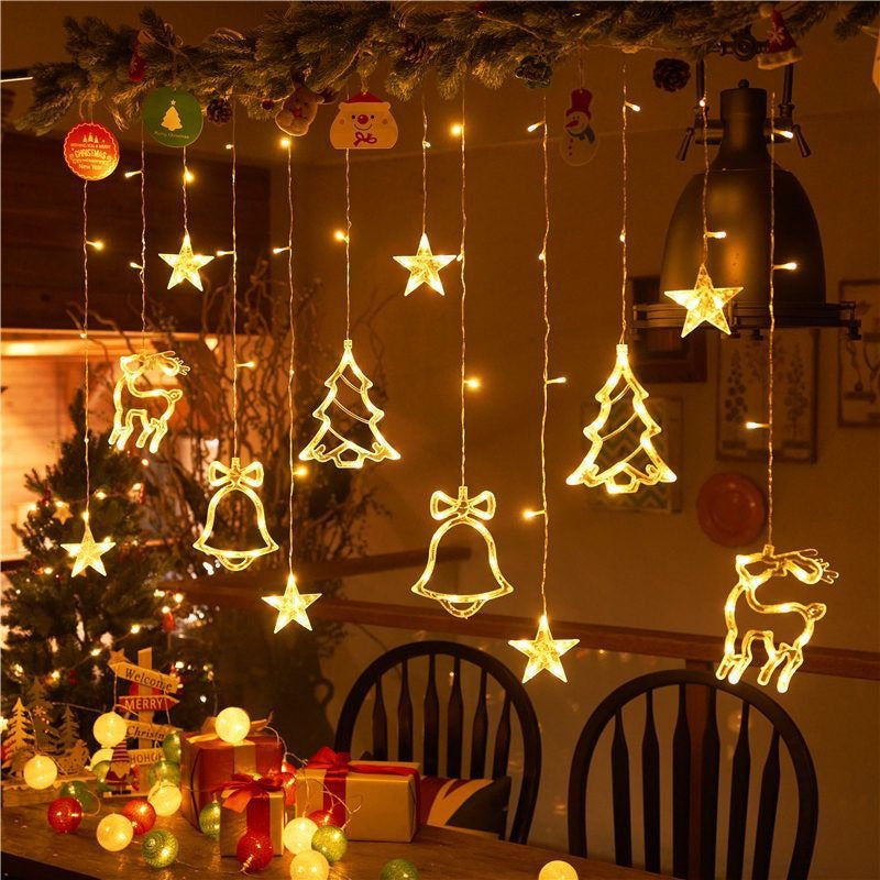 Christmas Decoration Led Color Light String Star Moon Curtain Light
