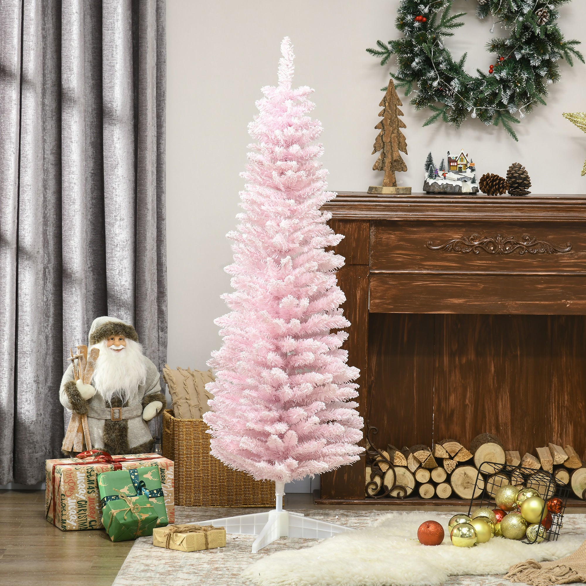 5' Snow Flocked Artificial Pencil Christmas Tree