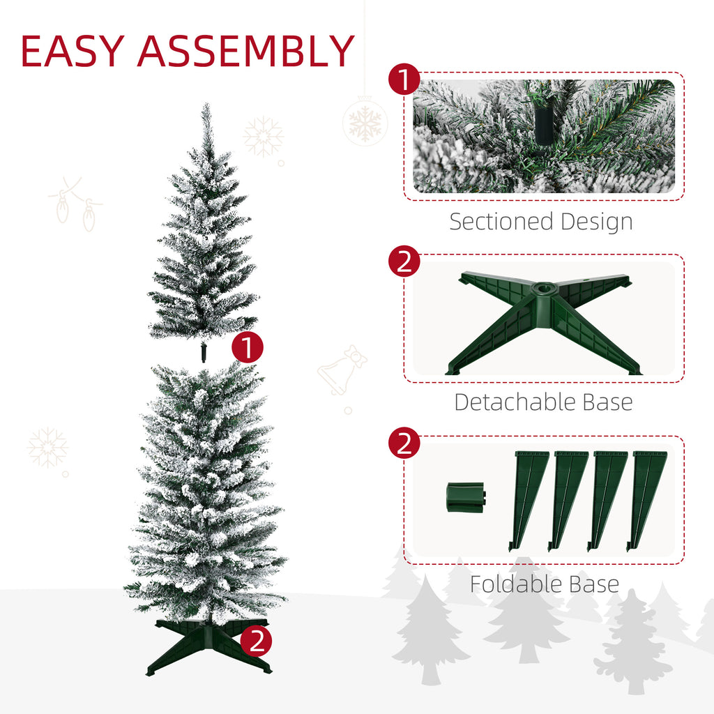 5' Snow Flocked Artificial Pencil Christmas Tree