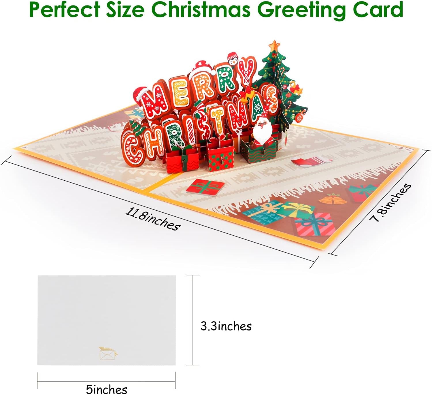 Pop up Christmas Cards 3D Merry Christmas Greeting Cards 2021 Holiday Cards Handmade Popup Xmas Cards with Envelope and Message Tag for Christmas, Holiday, Xmas Gift (Christmas Card)