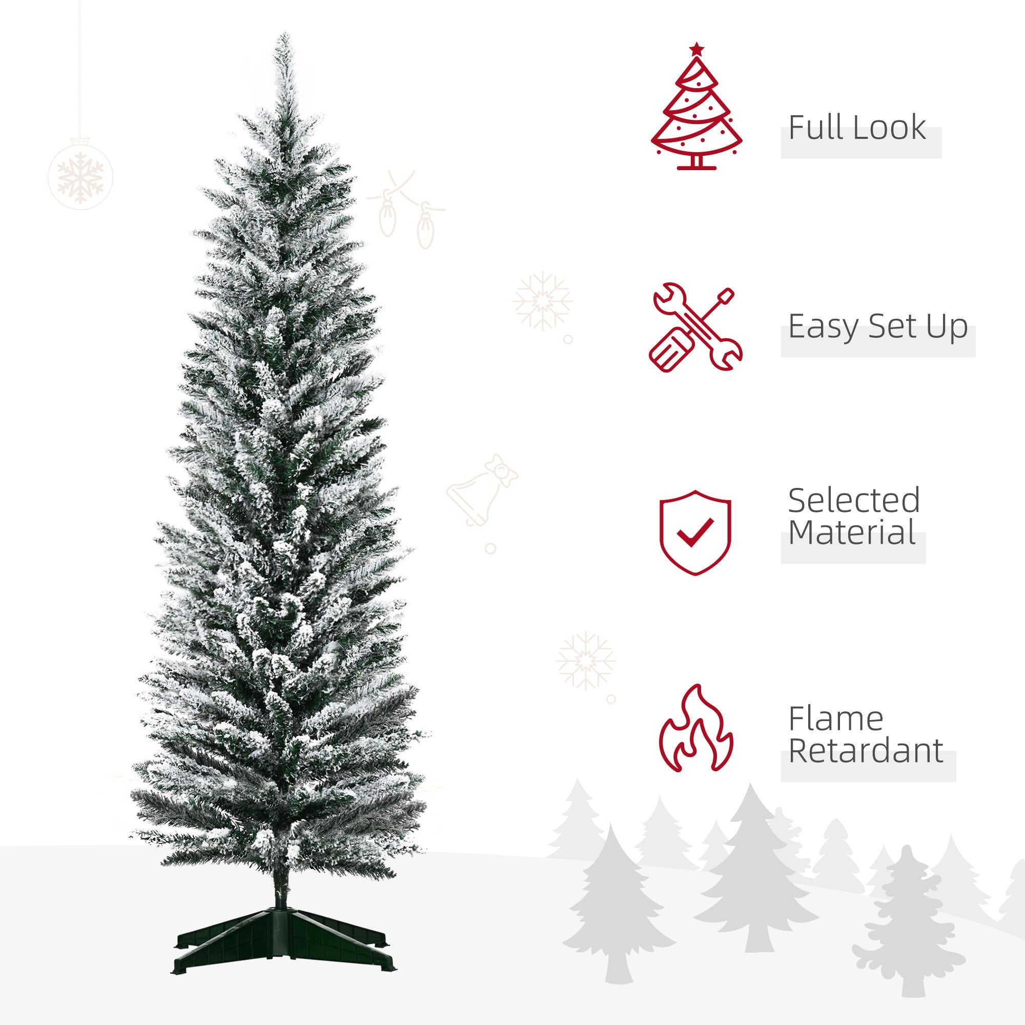 5' Snow Flocked Artificial Pencil Christmas Tree