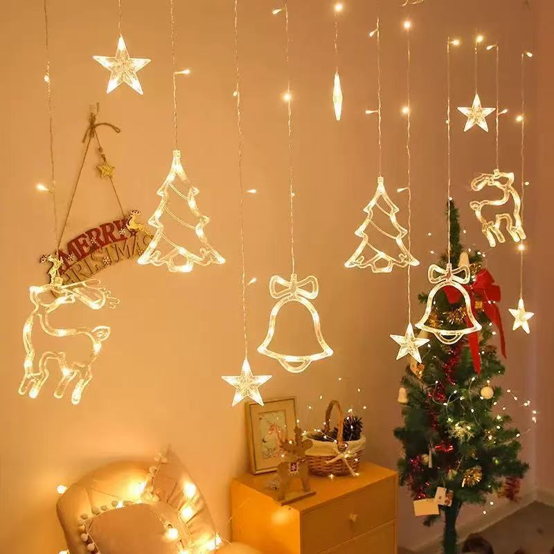 Christmas Decoration Led Color Light String Star Moon Curtain Light