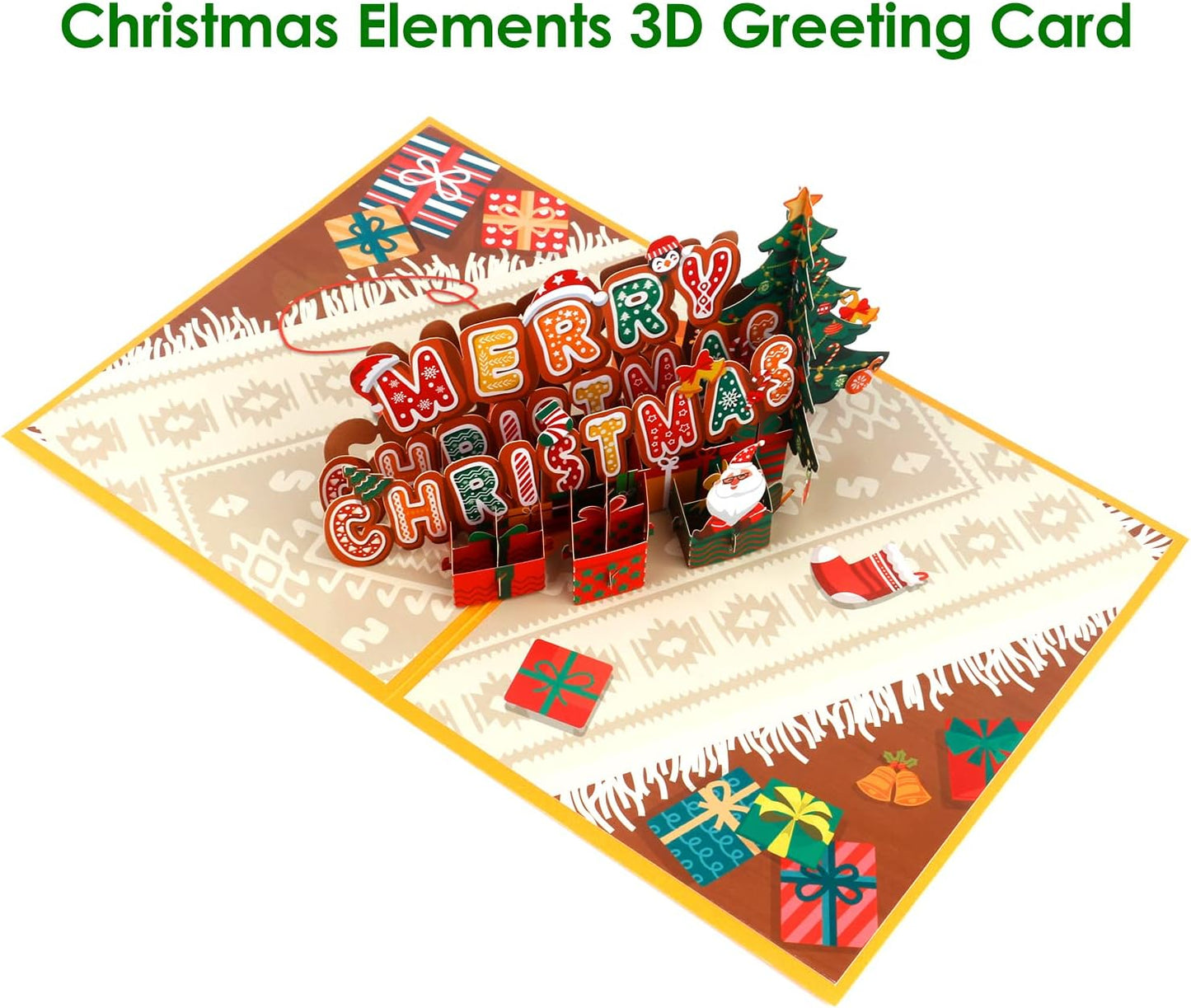 Pop up Christmas Cards 3D Merry Christmas Greeting Cards 2021 Holiday Cards Handmade Popup Xmas Cards with Envelope and Message Tag for Christmas, Holiday, Xmas Gift (Christmas Card)