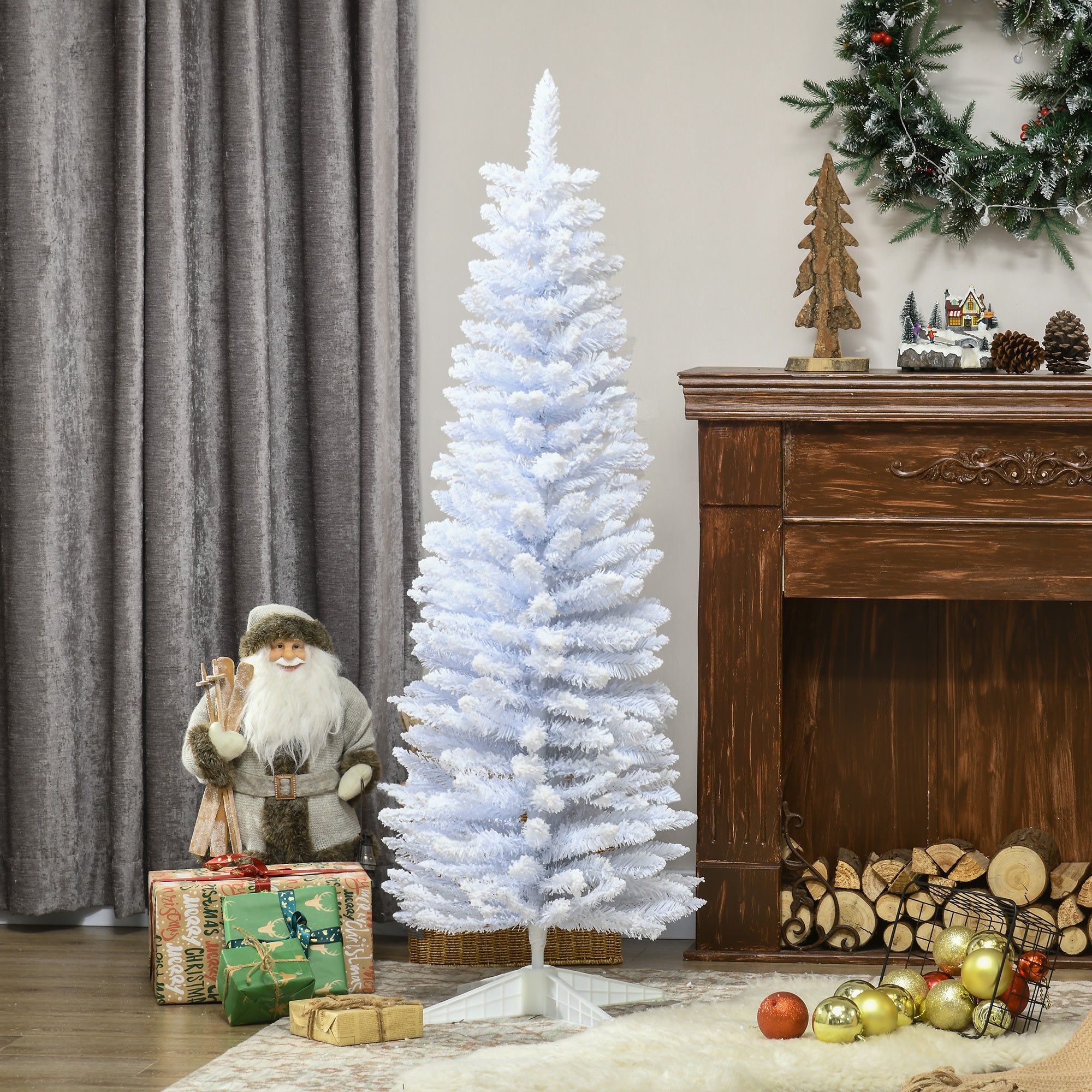 5' Snow Flocked Artificial Pencil Christmas Tree